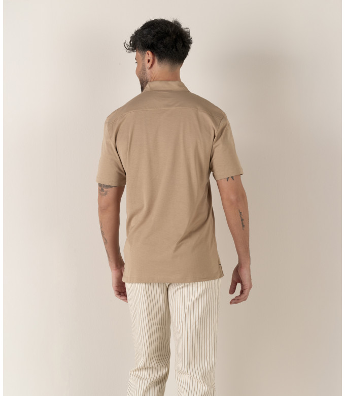 HILLS - Cream cotton jersey polo