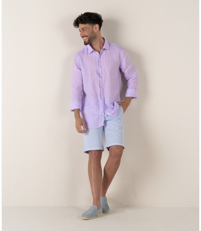 JONAS - Chemise unie lin chiné, blanche