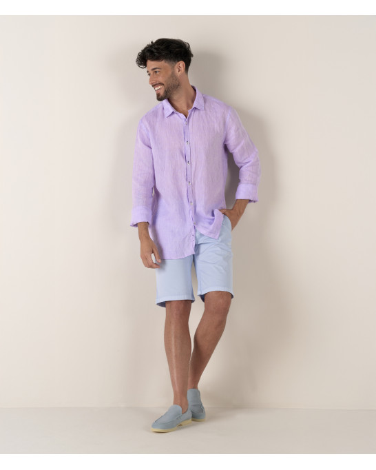 JONAS - Chemise unie lin chiné, blanche
