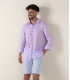 JONAS - Plain lila linen shirt