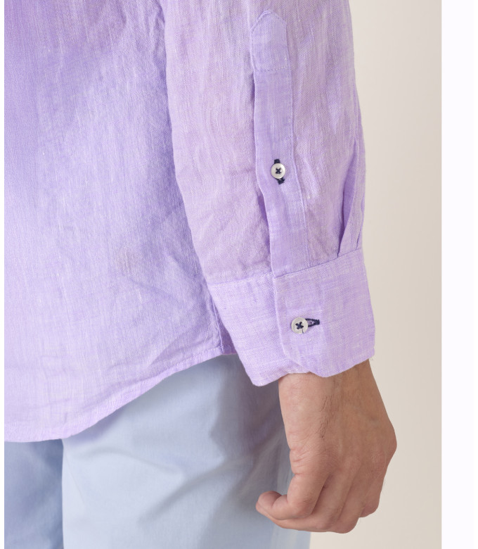 JONAS - Chemise unie lin chiné, blanche