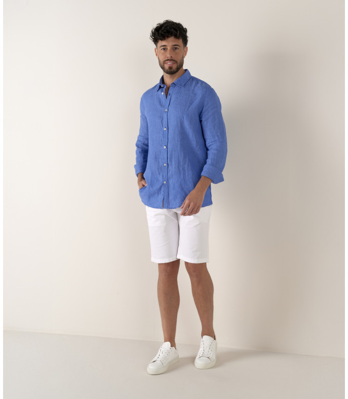 TEXAS - Bermuda chino slim uni, blanc