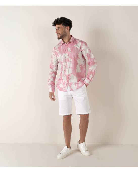 MALAGA - Chemise en coton imprimé fleurs rose