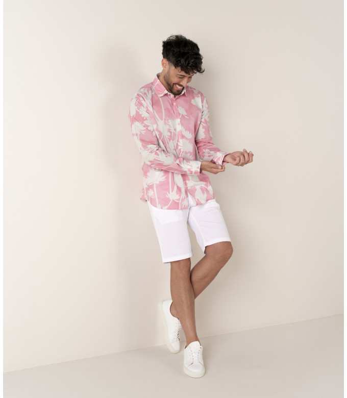 MALAGA - Cotton shirt with pink flower print
