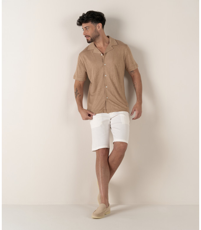 TURNER - Bermuda slim fit lin chiné Blanc
