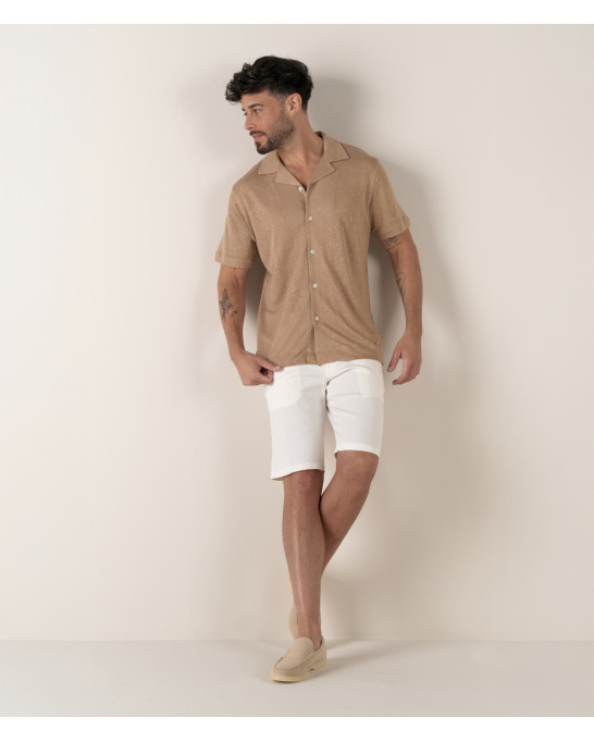 TURNER - Bermuda slim fit lin chiné Blanc