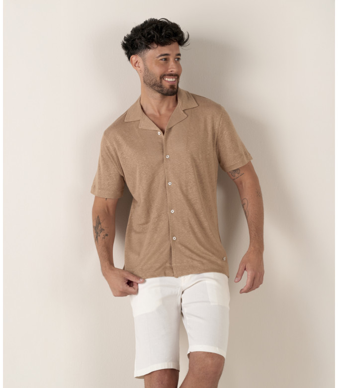 TURNER - Bermuda slim fit lin chiné Blanc