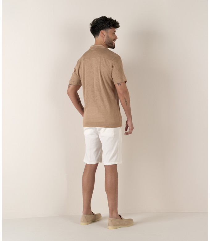 TURNER - Bermuda slim fit lin chiné Blanc