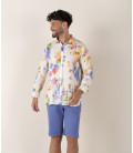 TEXAS - Bermuda chino uni slimfit bleu océan