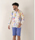 DIEGO - Linen shirt with multi watercolor flower print