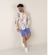 DIEGO - Linen shirt with multi watercolor flower print