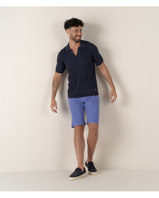 ELIH - Polo en maille fine fantaisie marine