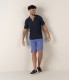 ELIH - Polo en maille fine fantaisie marine