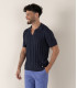 ELIH - Polo en maille fine fantaisie marine