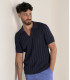 ELIH - Polo en maille fine fantaisie marine