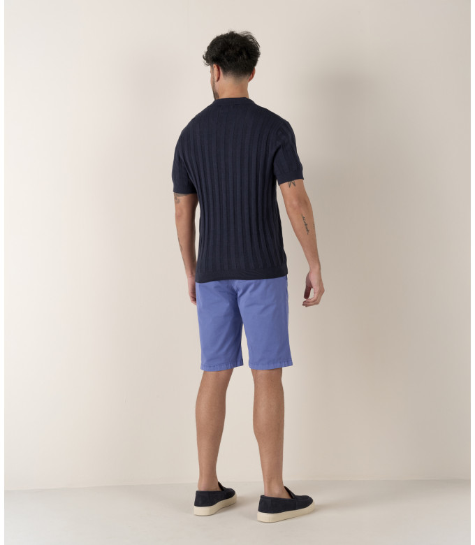 ELIH - Polo en maille fine fantaisie marine