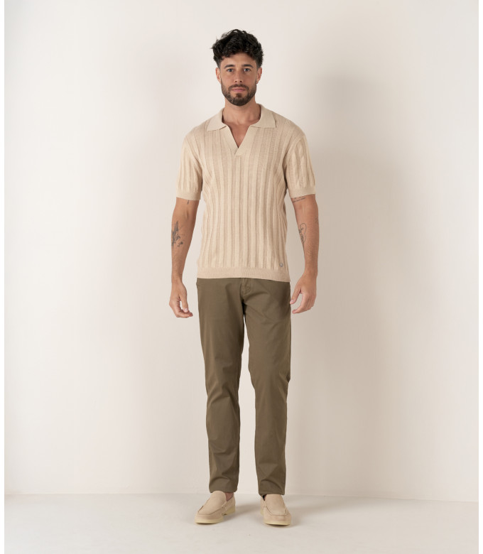 FLASH - Slim fit cotton chinos, khaki