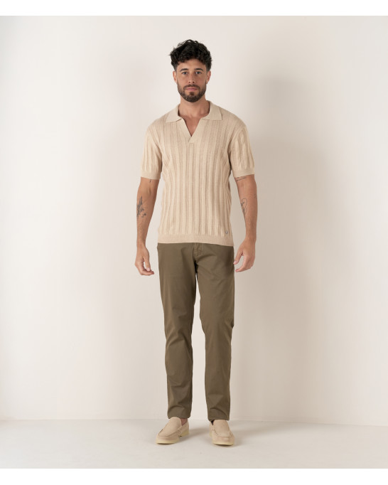 FLASH - Slim fit cotton chinos, khaki