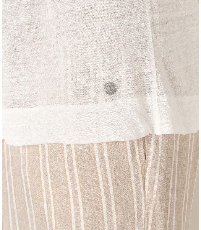 MAUPITI - Chemise manches courtes jersey lin écru