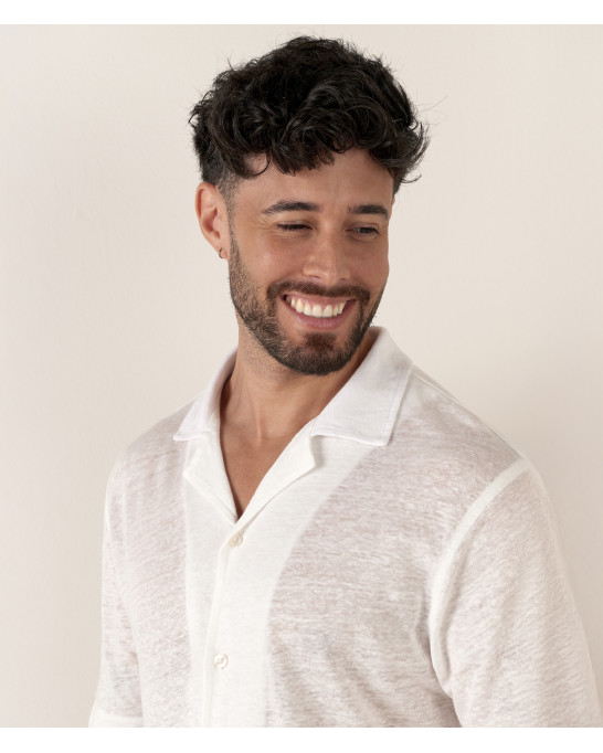 MAUPITI - Chemise manches courtes jersey lin écru