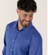 STUART - Chemise jersey coton slim-fit indigo
