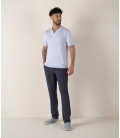 CORY - Fine knit sky blue polo