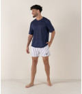 RILEY - T-shirt jersey en lin marine