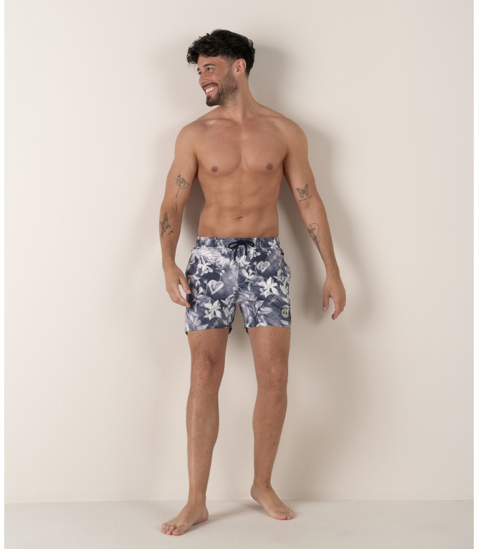 LOVE - Short de bain imprimé fleurs marine