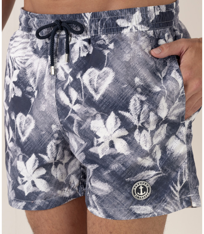 LOVE - Short de bain imprimé fleurs marine