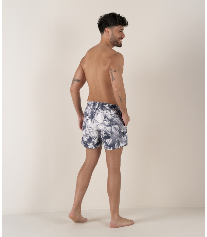 LOVE - Short de bain imprimé fleurs marine