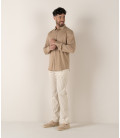 STUART - Chemise jersey coton slim-fit crème