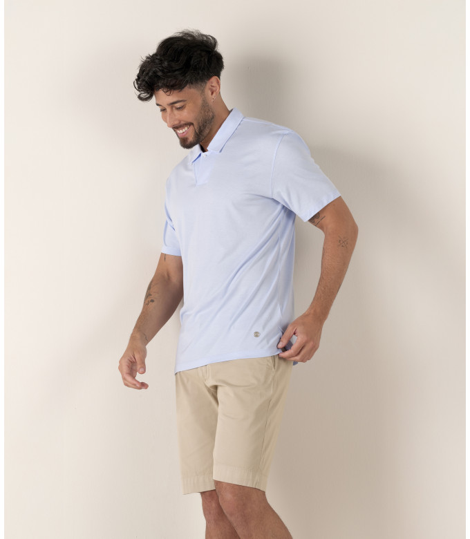 HILLS - Polo jersey coton bleu ciel