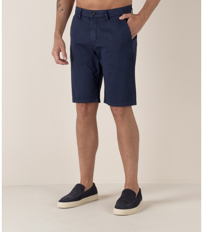 TEXAS - Bermuda chino uni slimfit navy