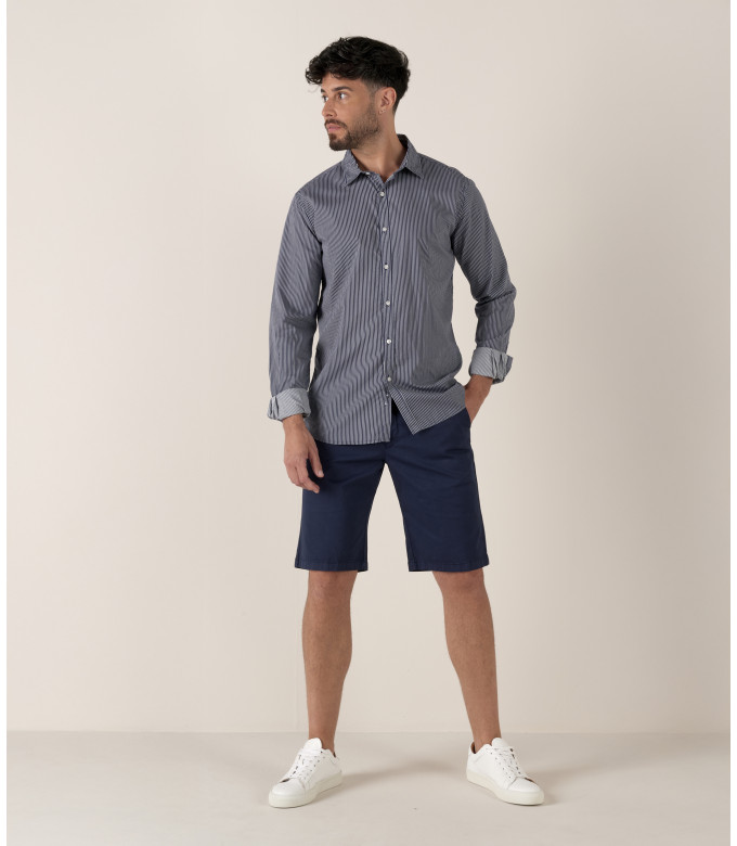 TEXAS - Bermuda chino uni slimfit navy