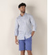 ITALIA - Chemise en lin mélangé rayé océan