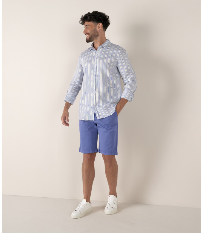 ITALIA - Chemise en lin mélangé rayé océan