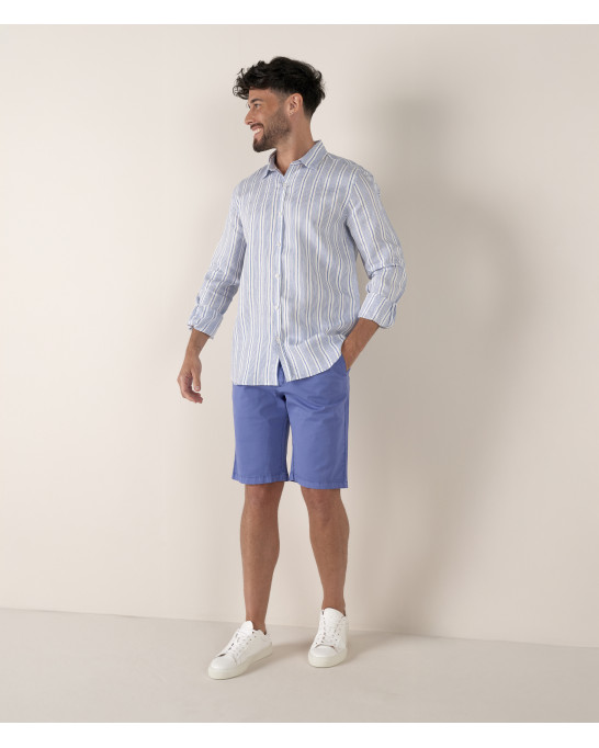 ITALIA - Chemise en lin mélangé rayé océan