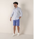 ITALIA - Chemise en lin mélangé rayé océan