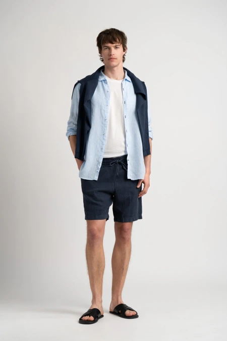 Chemise Homme manches longues unie bleu ciel slimfit|Europann