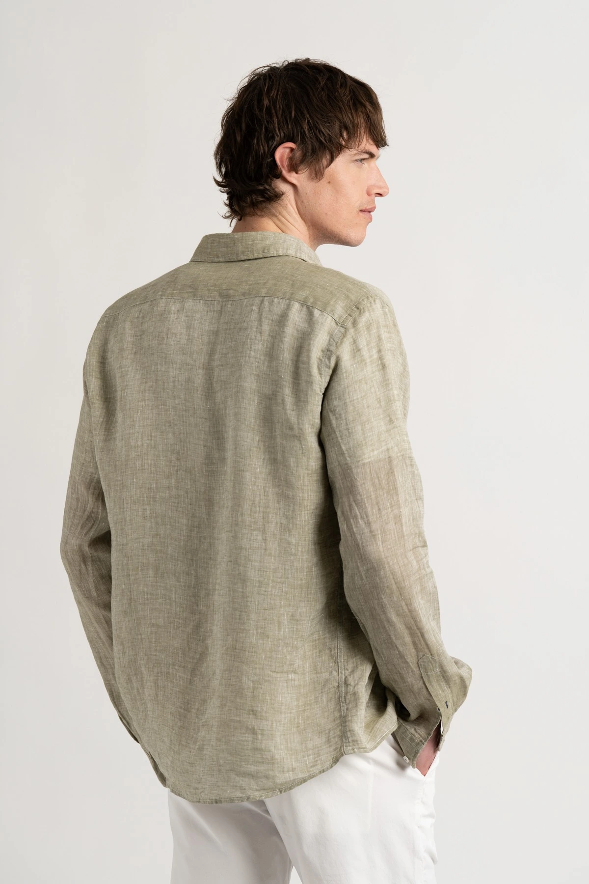 Plain kaki color long sleeves shirt for men | Quality brand Europann