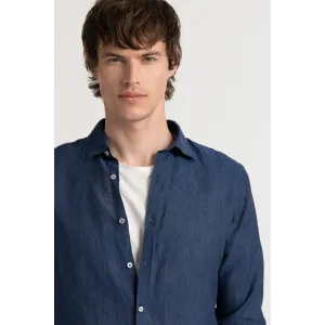 Plain navy blue color long sleeves shirt for men | Quality brand Europann