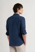 Plain navy blue color long sleeves shirt for men | Quality brand Europann