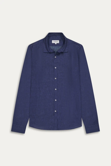 Chemise Homme manches longues unie marine slimfit|Europann