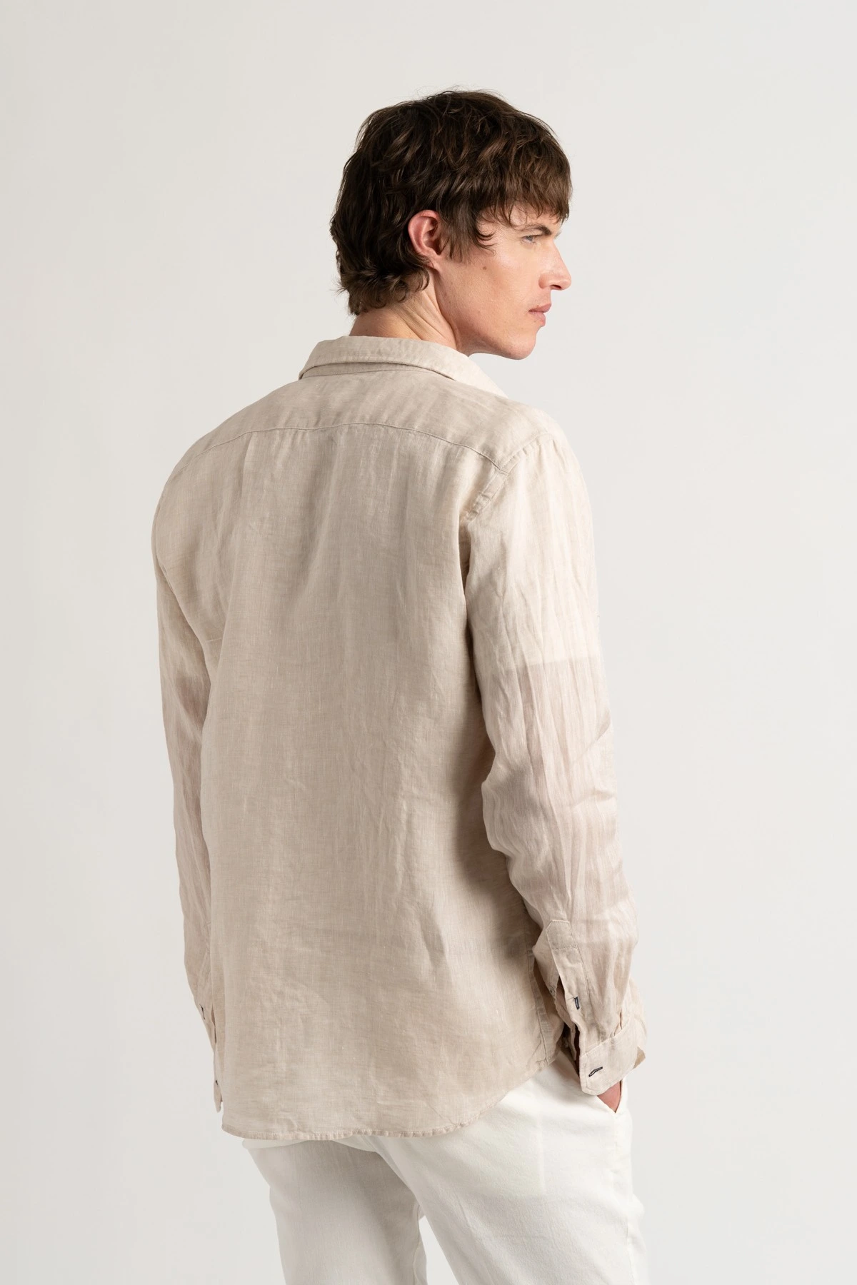 Plain beige color long sleeves shirt for men | Quality brand Europann