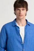 JONAS - Plain linen shirt royal blue
