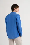 JONAS - Plain linen shirt royal blue