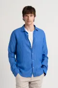 JONAS - Plain linen shirt royal blue