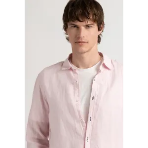 Chemise Homme manches longues unie rose slimfit|Europann