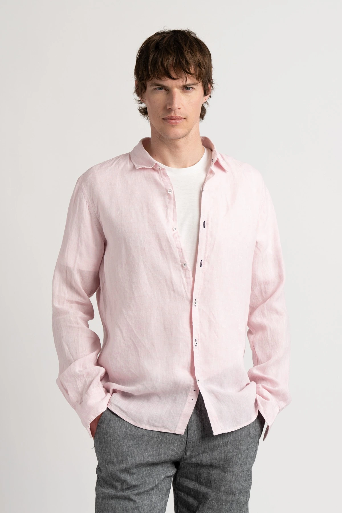 Plain pink color long sleeves shirt for men | Quality brand Europann
