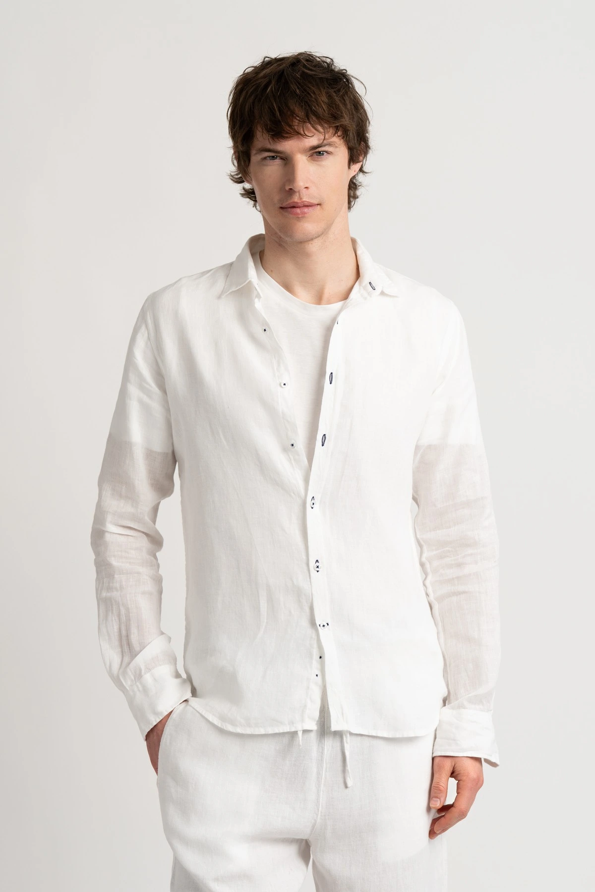 Chemise Homme manches longues unie blanche slimfit|Europann